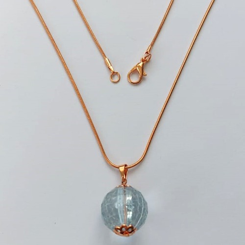 GARGANTILHA NO BRUTO PRONTO PARA O BANHO(CX63) - GARGANTILHA COM CORRENTE RABO DE RATO 45CM - PINGENTE BOLA CRISTAL 16MM - PESO TOTAL 7,9GR - BRU15550