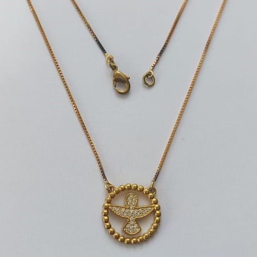 GARGANTILHA NO BRUTO PRONTO PARA O BANHO(CX37) - GARGANTILHA COM CORRENTE VENEZIANA 45CM - PINGENTE ANJINHO COM MICRO ZIRCÔNIAS 16MM - PESO TOTAL 3,5GR - BRU15552