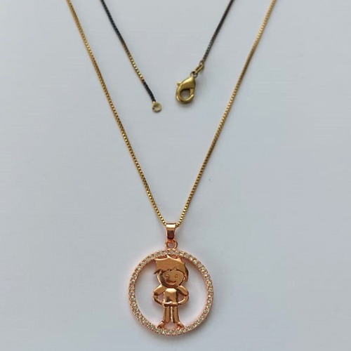 GARGANTILHA NO BRUTO PRONTO PARA O BANHO(CX37) - GARGANTILHA COM CORRENTE VENEZIANA 45CM - PINGENTE MENINO COM MICRO ZIRCÔNIAS 20MM - PESO TOTAL 4,7GR - BRU15555