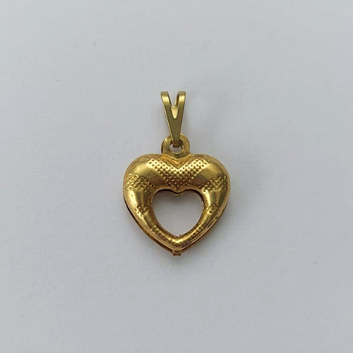 PINGENTE NO BRUTO PRONTO PARA O BANHO - (E1594) PINGENTE CORAÇÃO DUPLO VAZADO 15MM - PESO: 0,7GR - COMPOSIÇÃO: 100% LATÃO - BRU15608