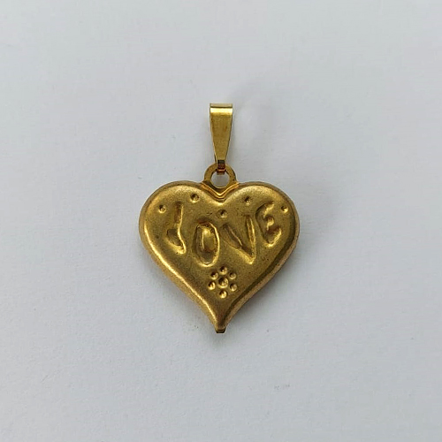 PINGENTE NO BRUTO PRONTO PARA O BANHO - (E346) PINGENTE CORAÇÃO LOVE DUPLO 22MM - PESO: 1,4GR - COMPOSIÇÃO: 100% LATÃO - BRU15627