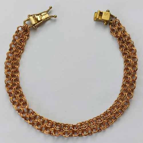 PULSEIRA NO BRUTO PRONTA PARA O BANHO - (L-1067D) PULSEIRA DUPLA COM ELOS DUPLOS 19MM - TAMANHO 18CM - LARGURA 4MM - FECHO GAVETA COM TRAVA - PESO 10,1GR - COMPOSIÇÃO: 100% LATÃO - BRU15668