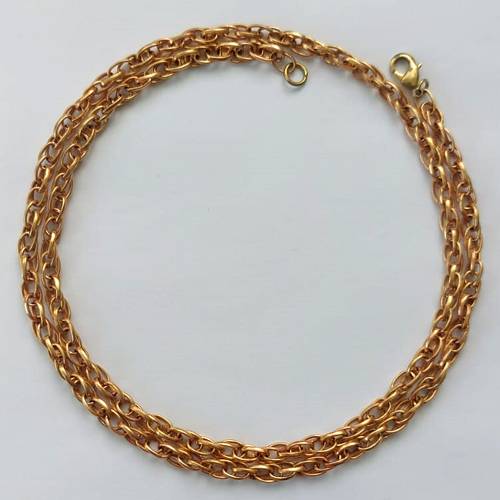 CORRENTE NO BRUTO PRONTA PARA O BANHO - (M11MC) CORRENTE COM ELOS ENTRELAÇADOS - TAMANHO 70CM - LARGURA 5,2MM - FECHO LAGOSTA - PESO 31,1GR - COMPOSIÇÃO: 100% LATÃO - BRU15672