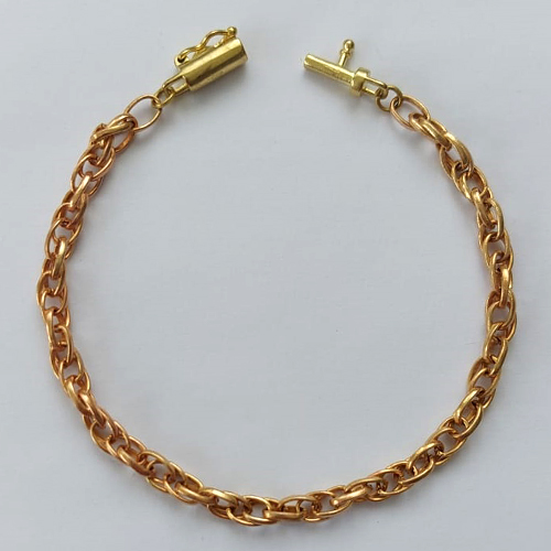 PULSEIRA NO BRUTO PRONTA PARA O BANHO - (M11MC) PULSEIRA COM ELOS ENTRELAÇADOS - TAMANHO 18CM - LARGURA 5,2MM - FECHO CANHÃO COM TRAVA - PESO 8,3GR - COMPOSIÇÃO: 100% LATÃO - BRU15676