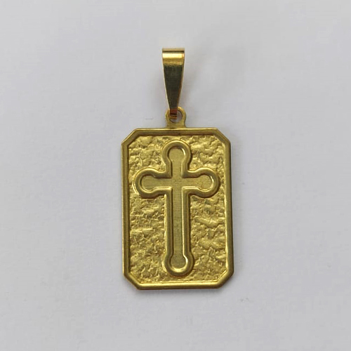 PINGENTE NO BRUTO PRONTO PARA O BANHO - (E3187) PINGENTE RETANGULAR CRUCIFIXO 22MM - PESO: 1,6GR - COMPOSIÇÃO: 100% LATÃO - BRU15794