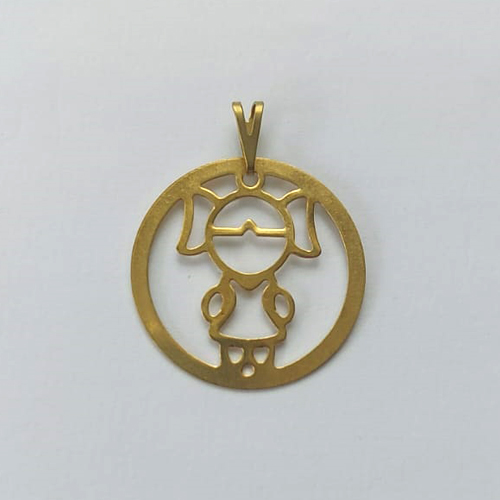 PINGENTE NO BRUTO PRONTO PARA O BANHO - (0001676) PINGENTE REDONDO MENINA 25MM - PESO: 0,8GR - COMPOSIÇÃO: 100% LATÃO - BRU15860