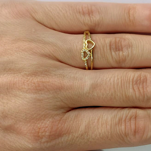 ANEL NO BRUTO PRONTO PARA O BANHO -  (cx.111) (AX000378W) ANEL COM CORAÇÃO CRAVEJADO COM MICROS ZIRCÔNIAS - PESO MÉDIO 1,4GR - COMPOSIÇÃO: LATÃO / ZIRCÔNIA - ANEL000499