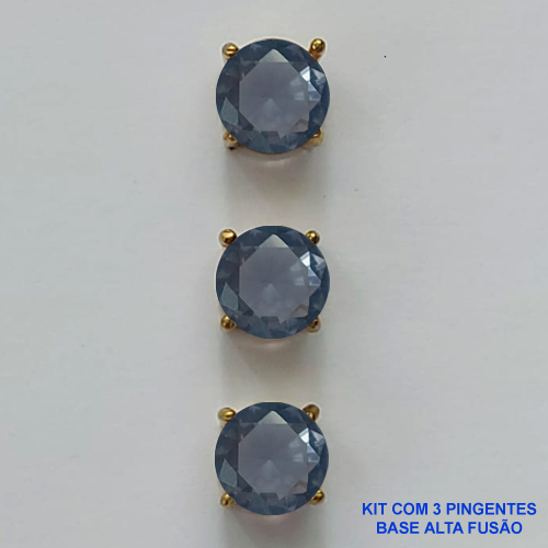 PINGENTE NO BRUTO PRONTO PARA O BANHO - KIT COM 3 PINGENTES COM BASES EM ALTA FUSÃO REDONDAS ZIRCÔNIAS LILÁS 8X8MM - PESO TOTAL 2,5GR - BRU15956