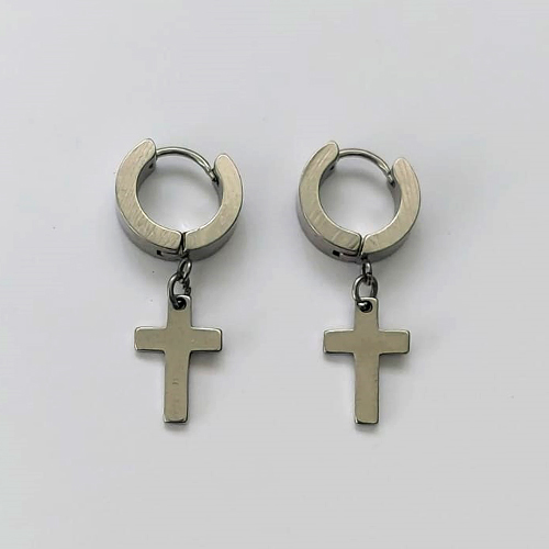 BRINCO EM AÇO INOXIDÁVEL - (CX.137) BRINCO ARGOLA COM CRUCIFIXO 30MM - COMPOSIÇÃO: AÇO INOXIDÁVEL - AÇO2154