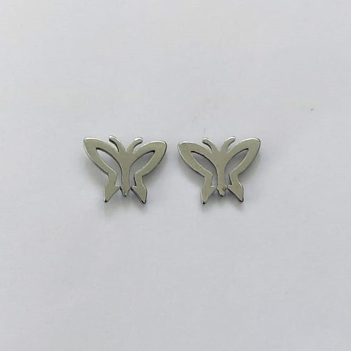 BRINCO EM AÇO INOXIDÁVEL - (CX.137) BRINCO DE PINO COM BORBOLETA 9MM - COMPOSIÇÃO: AÇO INOXIDÁVEL - AÇO2158