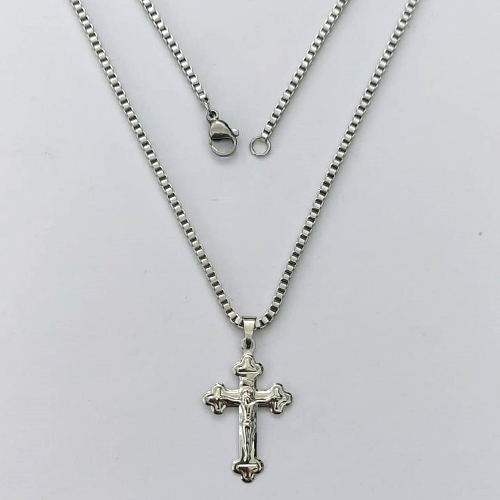 GARGANTILHA EM AÇO INOXIDÁVEL(CX137) - GARGANTILHA COM CORRENTE (ACO1035) 50CM E PINGENTE CRUCIFIXO 28MM - COMPOSIÇÃO: AÇO INOXIDÁVEL - AÇO2175