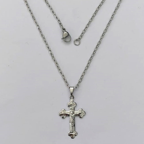 GARGANTILHA EM AÇO INOXIDÁVEL(CX137) - GARGANTILHA COM CORRENTE (ACO12) 50CM E PINGENTE CRUCIFIXO 28MM - COMPOSIÇÃO: AÇO INOXIDÁVEL - AÇO2176