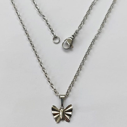 GARGANTILHA EM AÇO INOXIDÁVEL - (ACO03C) GARGANTILHA COM CORRENTE 45CM E PINGENTE BORBOLETA 11MM - COMPOSIÇÃO: AÇO INOXIDÁVEL - AÇO2186