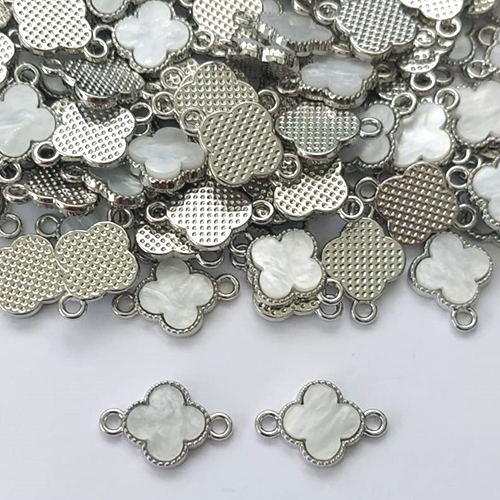 ACESSÓRIO PINGENTE TIPO VAN CLEEF MADRE PÉROLA 12MM COM DUAS ARGOLINHAS - (VENDIDO POR UNIDADE) - BIJU00011