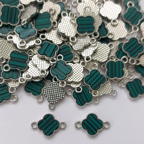 ACESSÓRIO PINGENTE TIPO VAN CLEEF VERDE LISTRADO 12MM COM DUAS ARGOLINHAS - (VENDIDO POR UNIDADE) - BIJU00012