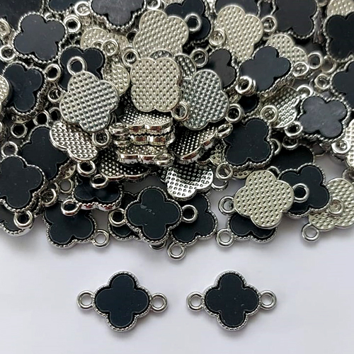 ACESSÓRIO PINGENTE TIPO VAN CLEEF PRETO 12MM COM DUAS ARGOLINHAS - (VENDIDO POR UNIDADE) - BIJU00013