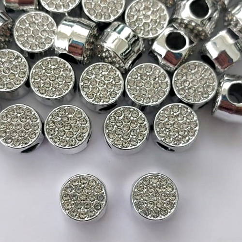 BERLOQUE PARA PULSEIRAS TIPO PANDORA - REDONDO COM BRILHOS 10MM (VENDIDO POR UNIDADE) - BIJU00015