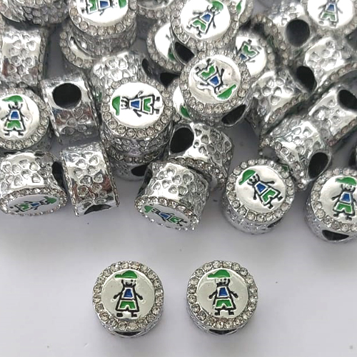 BERLOQUE PARA PULSEIRAS TIPO PANDORA(CX139) - REDONDO COM BRILHOS E MENINO 10MM (VENDIDO POR UNIDADE) - BIJU00016