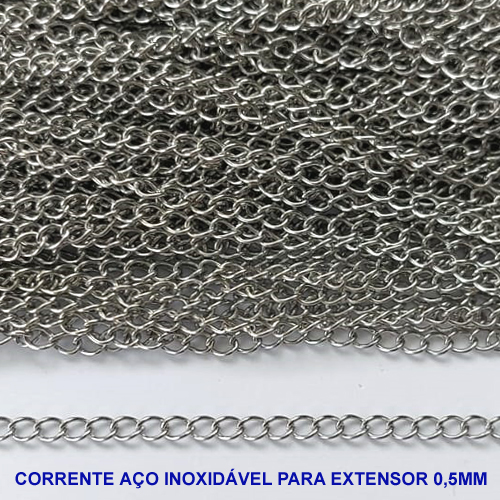 CORRENTE EM AÇO INOXIDÁVEL PARA EXTENSOR - (BCOL010) CORRENTE 0,5MM (VENDIDA POR METRO) - AÇO2193