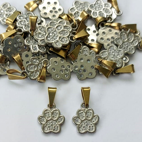 PINGENTE NO BRUTO PRONTO PARA O BANHO(CX139) - (MAD) PINGENTE PATINHA COM MICROS ZIRCÔNIAS 10MM - PESO 0,8GR - BRU16067