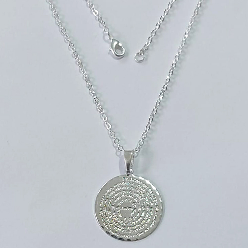 GARGANTILHA FOLHEADA A PRATA COM 50 MILÉSIMOS + VERNIZ DIAMOND - GARGANTILHA CORRENTE CADEADO 45CM ORAÇÃO PAI NOSSO 24MM -PRA584