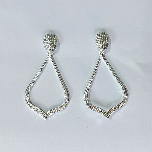 BRINCO FOLHEADO A PRATA COM 50 MILÉSIMOS + VERNIZ DIAMOND - BRINCOS DE PINO BASE DESENHADA BRINCO VAZADO 50MM -PRA586