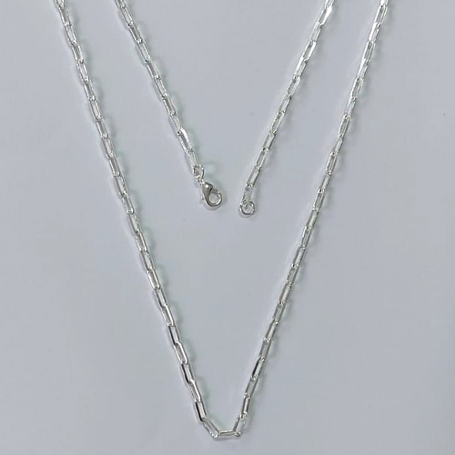 CORRENTE FOLHEADA A PRATA COM 50 MILÉSIMOS + VERNIZ DIAMOND - CORRENTE ESTILO CARTIER - LARGURA 2,5MM - TAMANHO: 55CM E FECHO LAGOSTA- PRA590