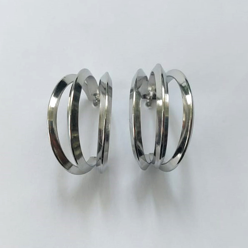 BRINCO EM AÇO INOXIDÁVEL - BRINCO DE PINO ARGOLA TRIPLA 24MM - COMPOSIÇÃO: AÇO INOXIDÁVEL - AÇO2199