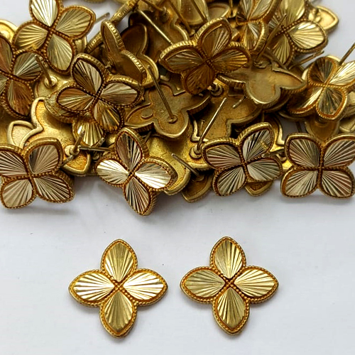 BRINCO NO BRUTO PRONTO PARA O BANHO - BRINCO DE PINO FLOR DIAMANTADA 17MM - PESO TOTAL 2,9GR - BRU16108