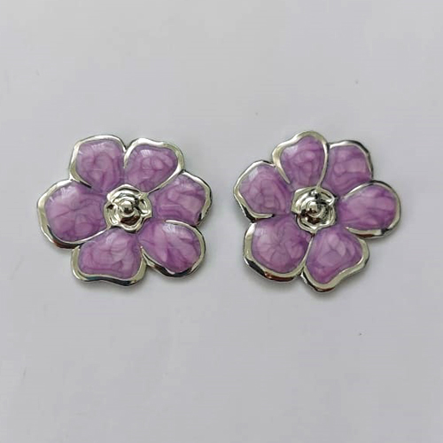 BRINCO EM AÇO INOXIDÁVEL - (cx.140) BRINCO DE PINO FLOR ESMALTADA LILÁS 25MM - COMPOSIÇÃO: AÇO INOXIDÁVEL - AÇO2213