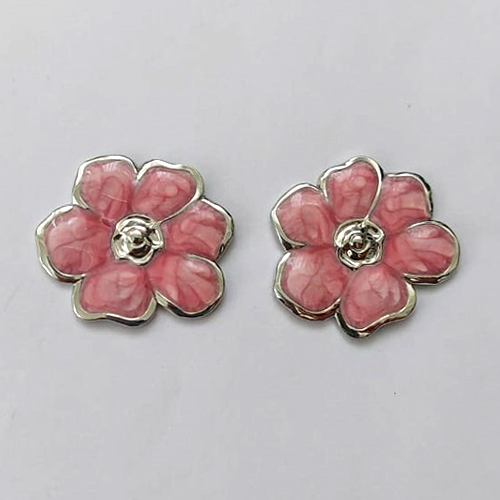 BRINCO EM AÇO INOXIDÁVEL - (CX.140) BRINCO DE PINO FLOR ESMALTADA ROSA 25MM - COMPOSIÇÃO: AÇO INOXIDÁVEL - AÇO2214