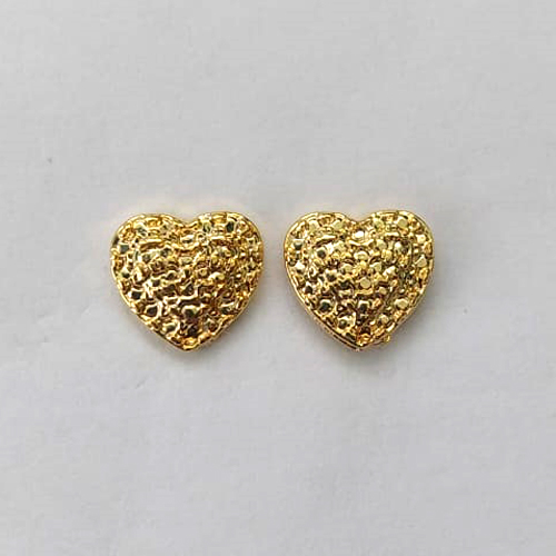 BRINCO FOLHEADO A OURO - BANHADO COM 5 MILÉSIMOS + VERNIZ DIAMOND - (CRIS) BRINCO DE PINO CORAÇÃO 8X9MM - OURO467