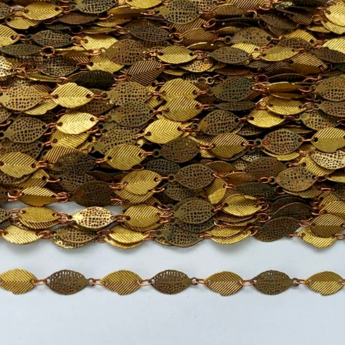 CORRENTE NO BRUTO PRONTO PARA O BANHO - CORRENTE COM FOLHAS 10MM - (VENDIDA POR METRO) - BRU0003221