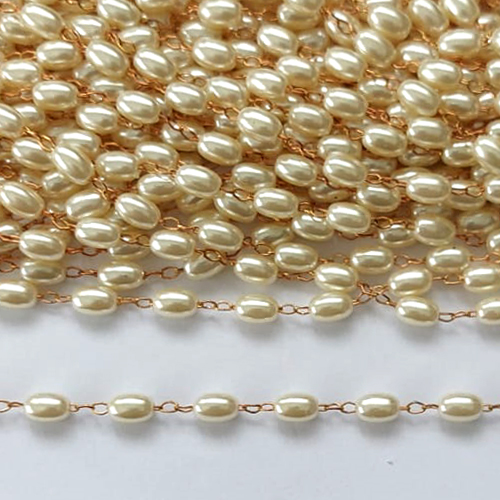 CORRENTE NO BRUTO PRONTO PARA O BANHO - (RC0961) CORRENTE COM PÉROLAS 6MM - (VENDIDA POR METRO) - BRU0003224