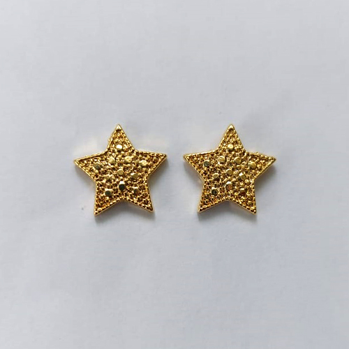 BRINCO FOLHEADO A OURO - BANHADO COM 5 MILÉSIMOS + VERNIZ DIAMOND - (CRIS) BRINCO DE PINO ESTRELA 11MM - OURO477