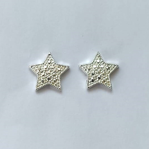 BRINCO FOLHEADO A PRATA COM 50 MILÉSIMOS + VERNIZ DIAMOND - (CRIS) BRINCO DE PINO ESTRELA 11MM - PRA609