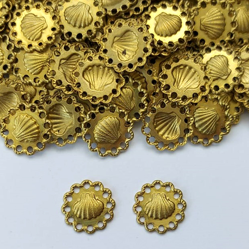 ACESSÓRIO NO BRUTO PRONTO PARA O BANHO - (3.1898) (CX.113) PINGENTE REDONDO CONCHA 12MM - COMPOSIÇÃO: 100% LATÃO - PESO TOTAL 0,3GR - BRU0003229