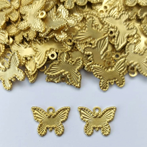 ACESSÓRIO NO BRUTO PRONTO PARA O BANHO - (3.3331A1) (CX.30) PINGENTE BORBOLETA 14MM - COMPOSIÇÃO: 100% LATÃO - PESO TOTAL 0,5GR - BRU0003231