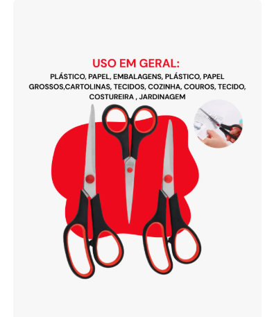KIT 3 TESOURAS LUATEX Aço Inoxidável Versátil Multifuncional LOJA00025