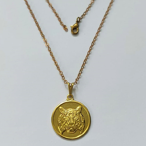 GARGANTILHA NO BRUTO PRONTA PARA O BANHO - (5007) GARGANTILHA COM CORRENTE CADEADO COM PINGENTE TIGRE 20MM - PESO: 3,4GR - COMPOSIÇÃO: 100% LATÃO - BRU16202