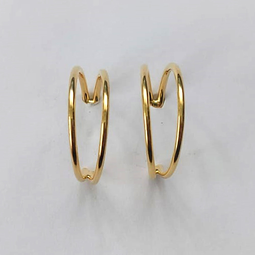 BRINCO FOLHEADO A OURO - BANHADO COM 5 MILÉSIMOS + VERNIZ DIAMOND - (ARJ1339) BRINCO DE PINO ARGOLA DUPLA 19MM - OURO554