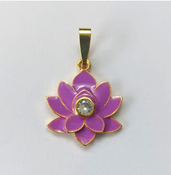 PINGENTE FOLHEADO A OURO - BANHADO COM 5 MILÉSIMOS + VERNIZ DIAMOND - PINGENTE DE FLOR RESINADO 20MM OURO602