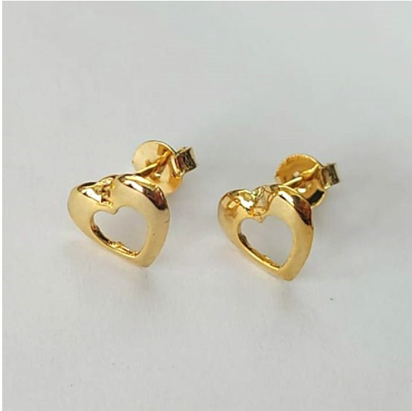 BRINCO FOLHEADO A OURO - BANHADO COM 5 MILÉSIMOS + VERNIZ DIAMOND - BRINCO DE PINO - 10MM - OURO613