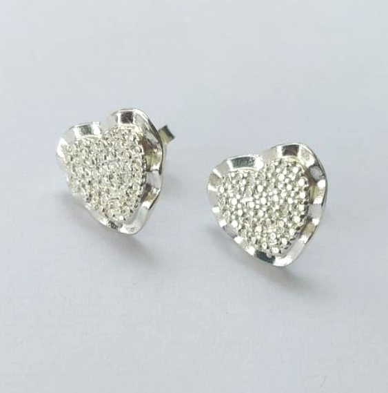 BRINCO FOLHEADO A PRATA COM 50 MILÉSIMOS + VERNIZ DIAMOND -(CRIS) BRINCO DE PINO- PRA649