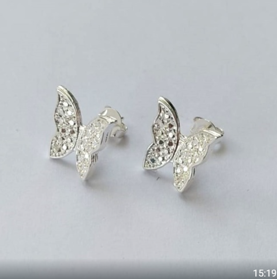 BRINCO FOLHEADO A PRATA COM 50 MILÉSIMOS + VERNIZ DIAMOND -(CRIS) BRINCO DE PINO- PRA650