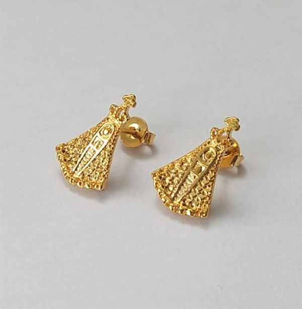 BRINCO FOLHEADO A OURO - BANHADO COM 5 MILÉSIMOS + VERNIZ DIAMOND - (CRIS) BRINCO DE PINO DE 12MM - OURO653