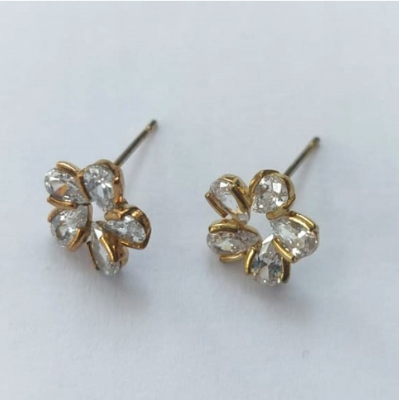 BRINCO NO BRUTO PRONTO PARA O BANHO(CX142)( BRINCO DE PINO COM ZIRCONIA TAMANHO 10MM ) PESO 1.7GR / BRU0003327