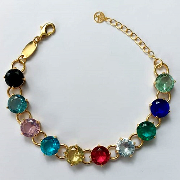 PULSEIRA FOLHEADO A OURO( TAMANHO 18CM) + EXTENSOR ZIRCONIAS DE 10MM/BASE EM ALTA FUSÃOOURO670