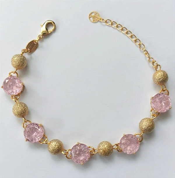 PULSEIRA FOLHEADO A OURO( TAMANHO 18CM) + EXTENSOR ZIRCONIAS DE 10MM/BASE EM ALTA FUSÃOOURO671