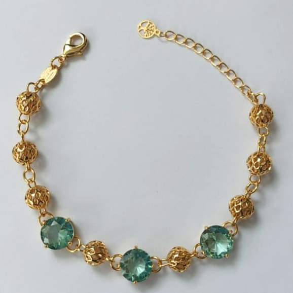 PULSEIRA FOLHEADO A OURO( TAMANHO 18CM) + EXTENSOR ZIRCONIAS DE 10MM/BASE EM ALTA FUSÃOOURO678